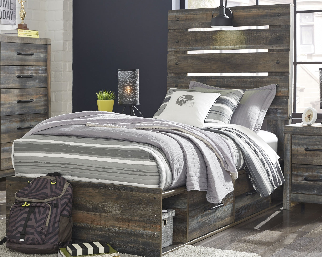 Drystan Rustic & Industrial Styles Panel Bed