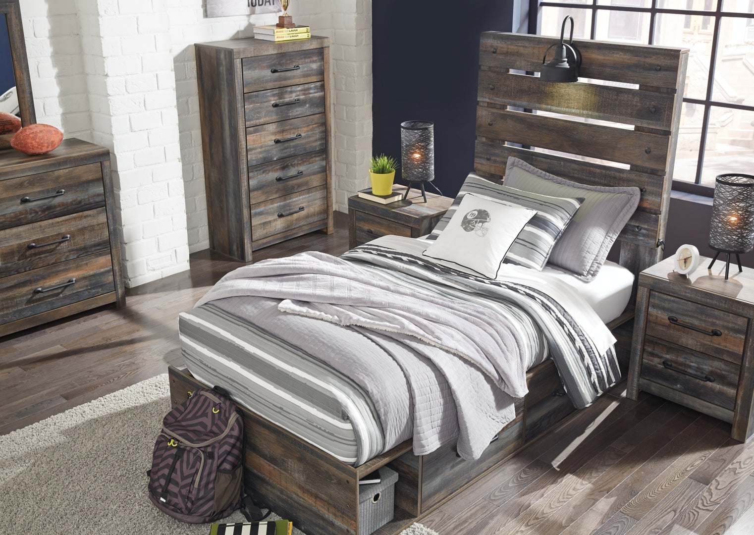 Drystan Rustic & Industrial Styles Panel Bed