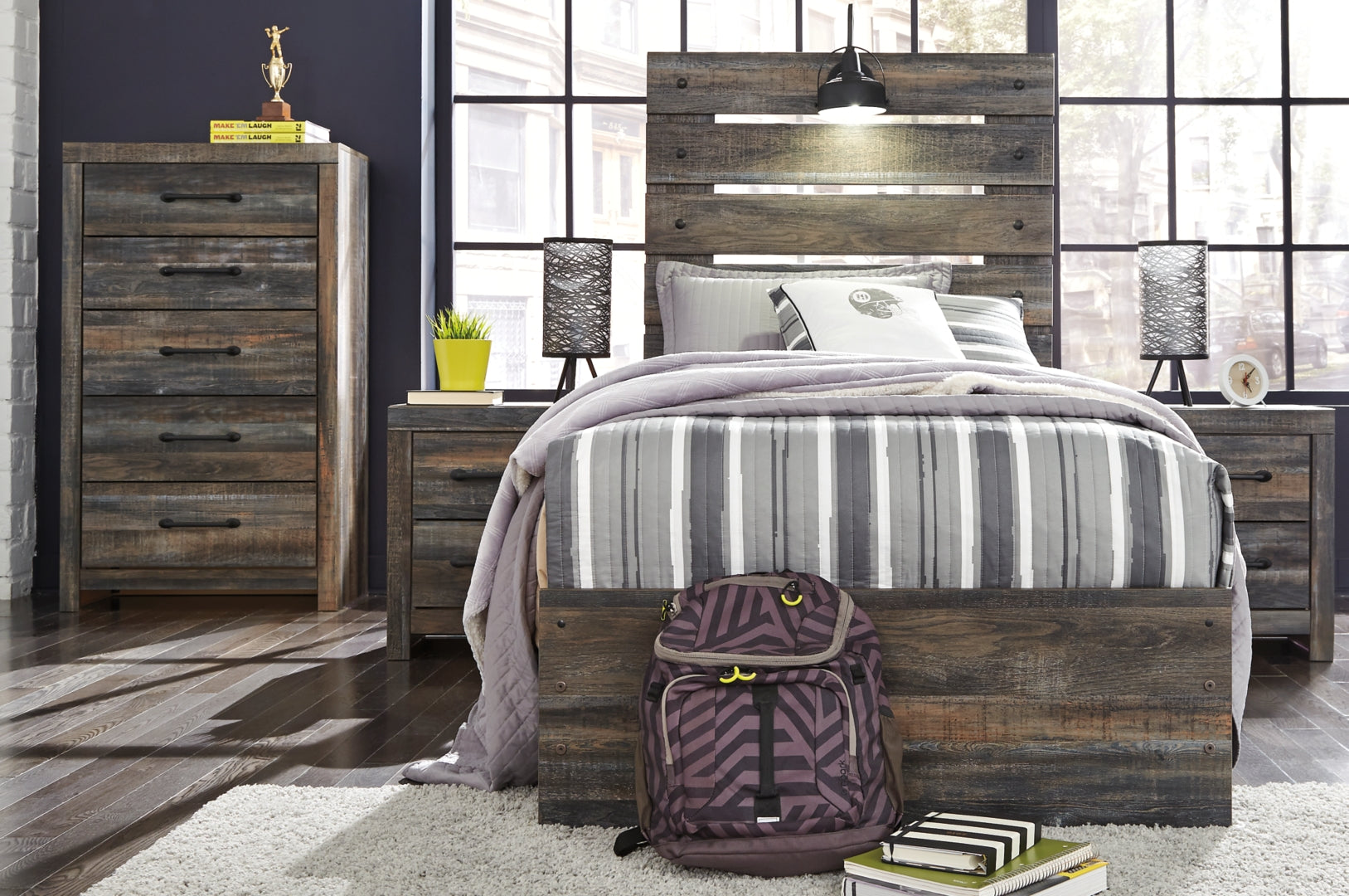 Drystan Rustic & Industrial Styles Panel Bed