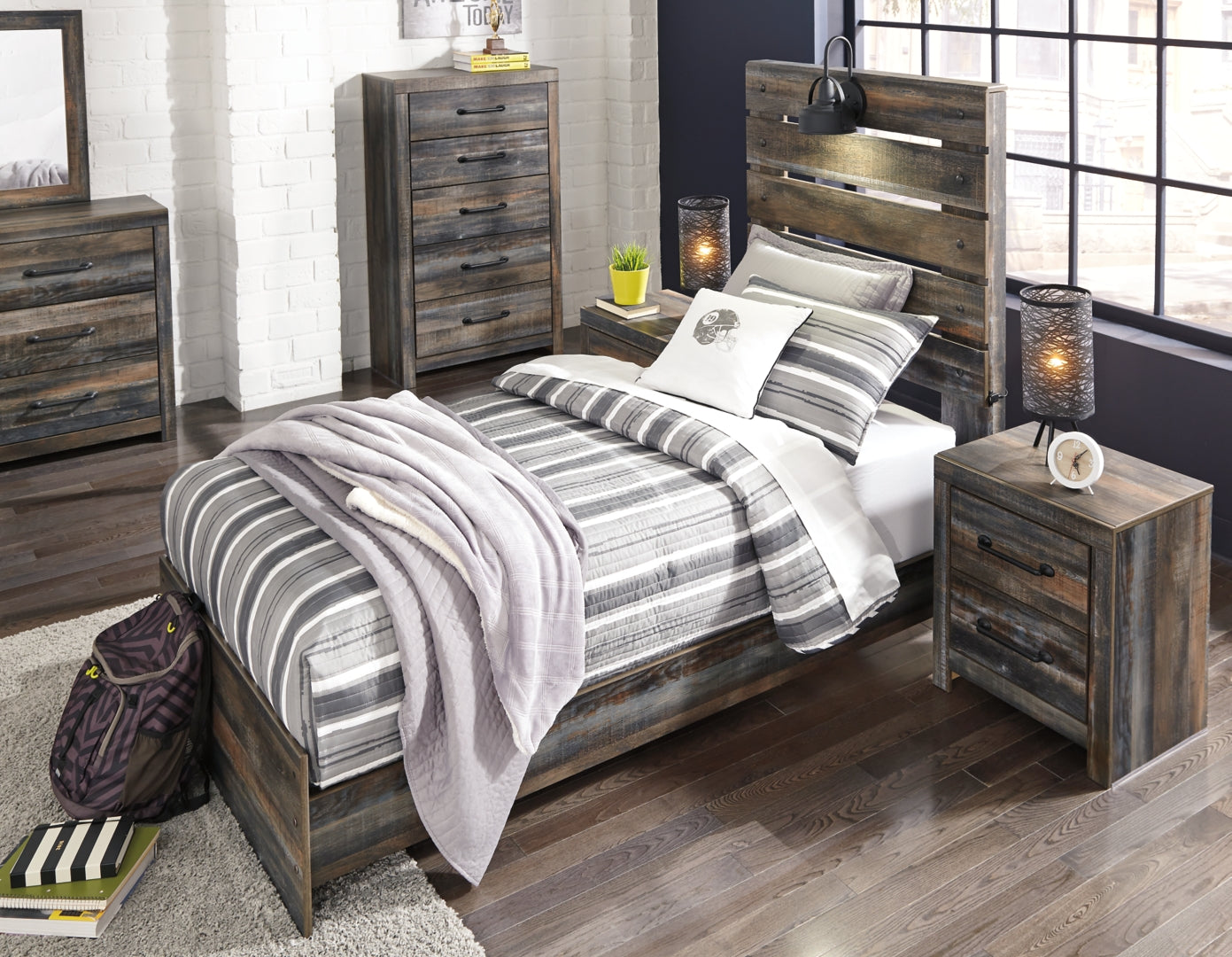 Drystan Rustic & Industrial Styles Panel Bed