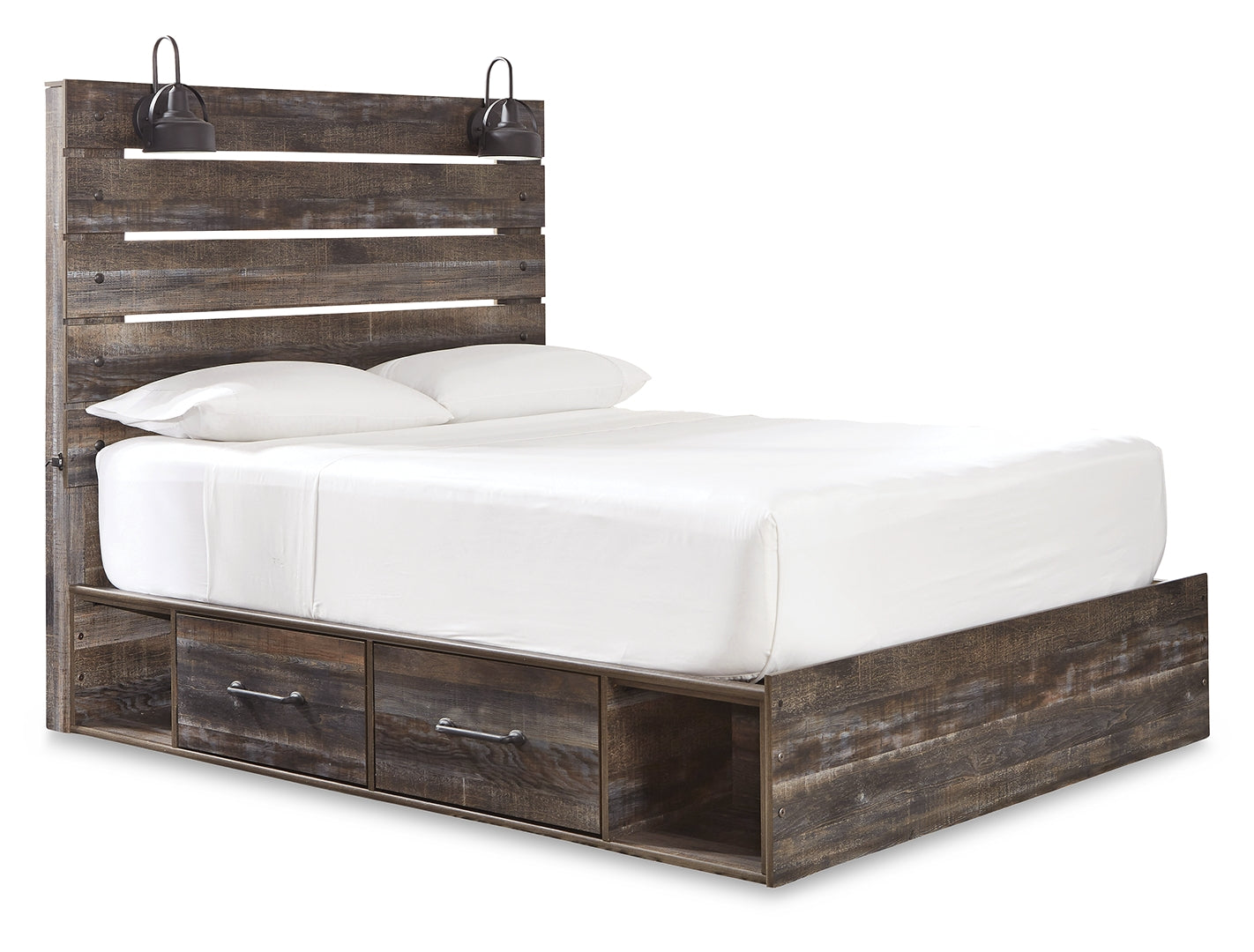 Ashley Drystan Panel Bed,Color-Multi 4 Side Drawers Queen