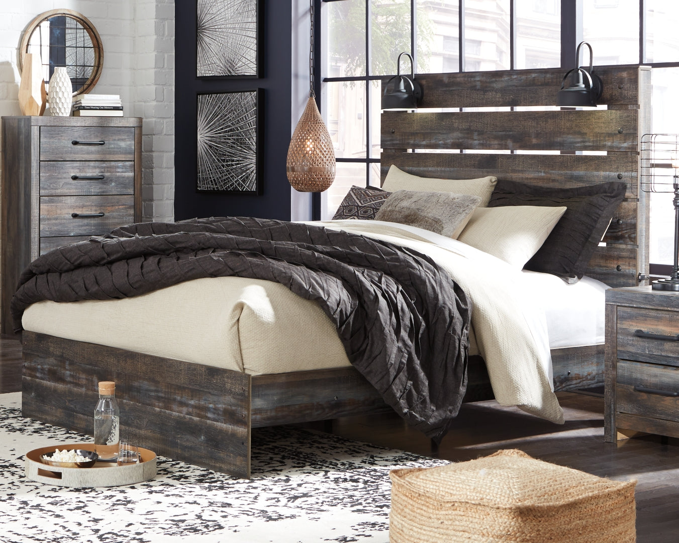 Drystan Rustic & Industrial Styles Panel Bed