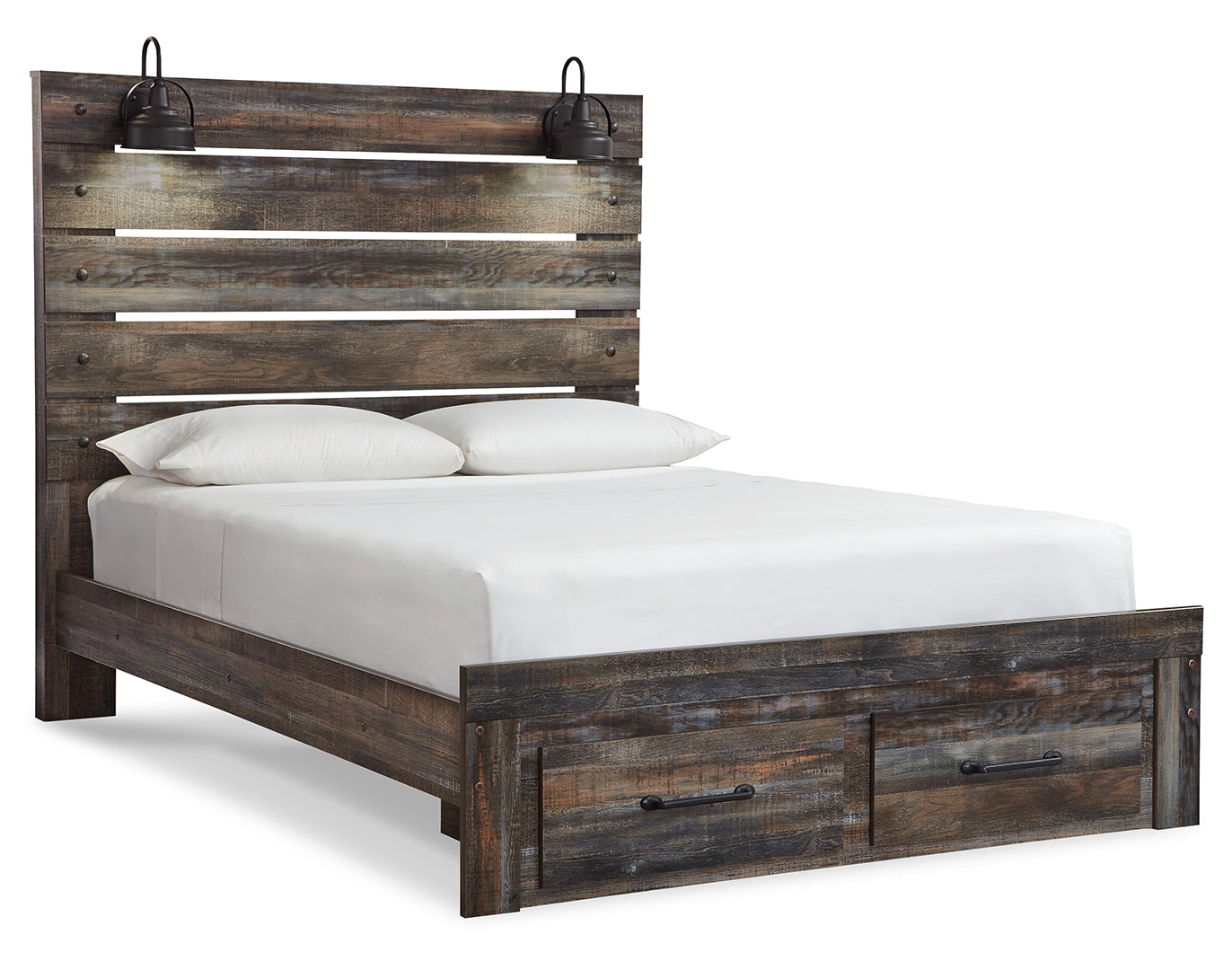 Ashley Drystan Panel Bed,Color-Multi 2 Front Drawers Queen