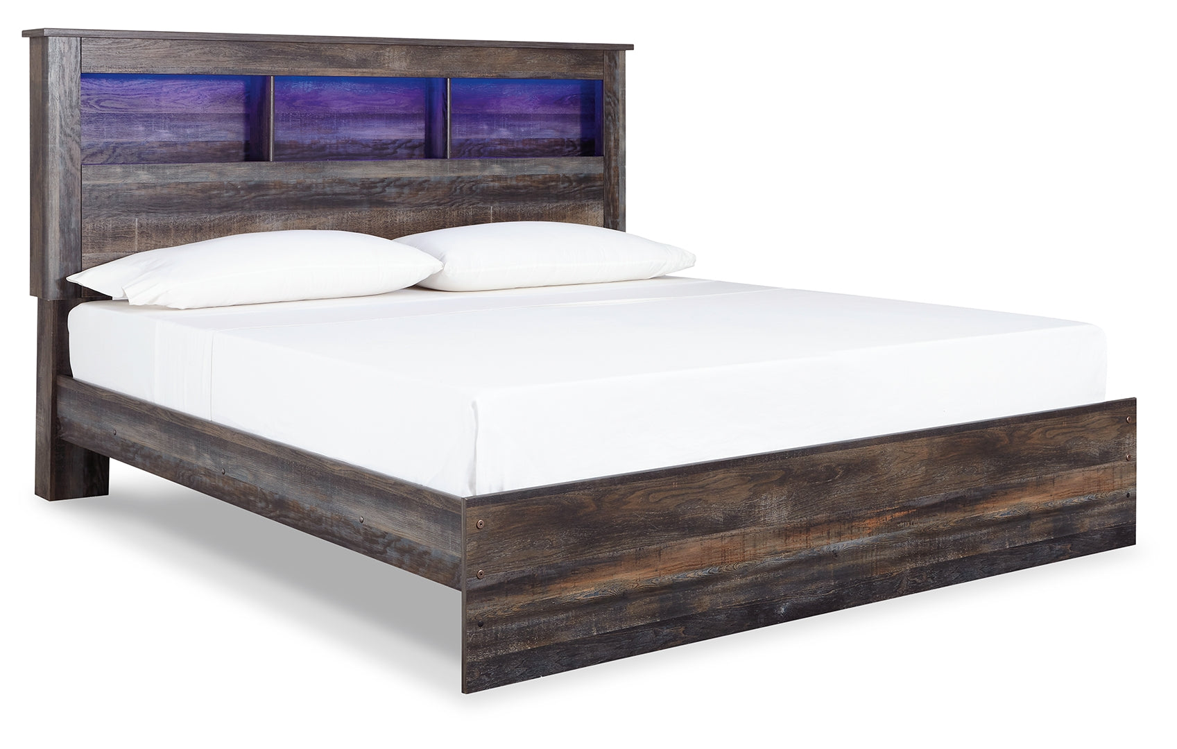 Drystan Rustic & Industrial Styles Panel Bed King With Bookcase