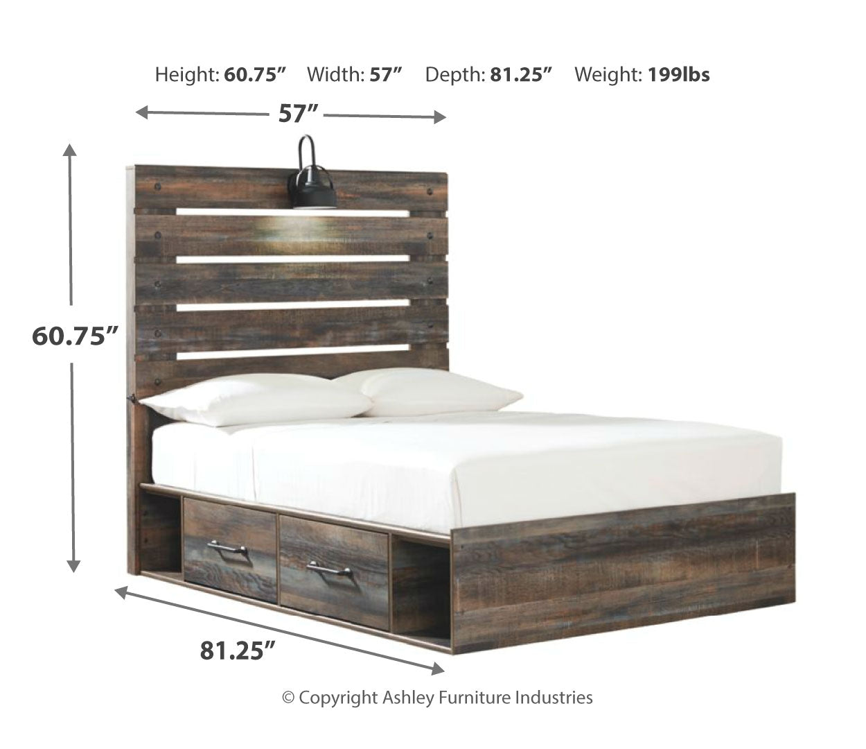 Drystan Rustic & Industrial Styles Panel Bed