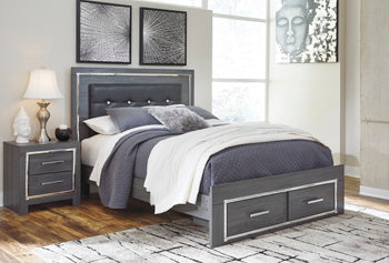 Ashley Lodanna Panel Bed with 2 Storage Drawers, Color- Gray Queen