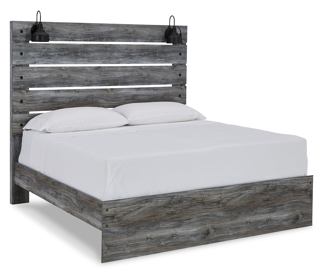 Baystorm Panel Bed with Drawers, Color-Gray Queen Without Storage Drawers