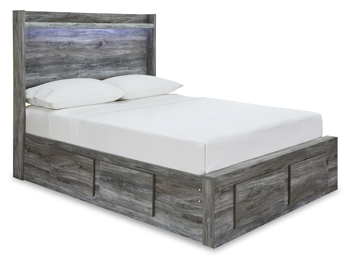 Baystorm Panel Bed with Drawers, Color-Gray Full With 4 Storage Drawers