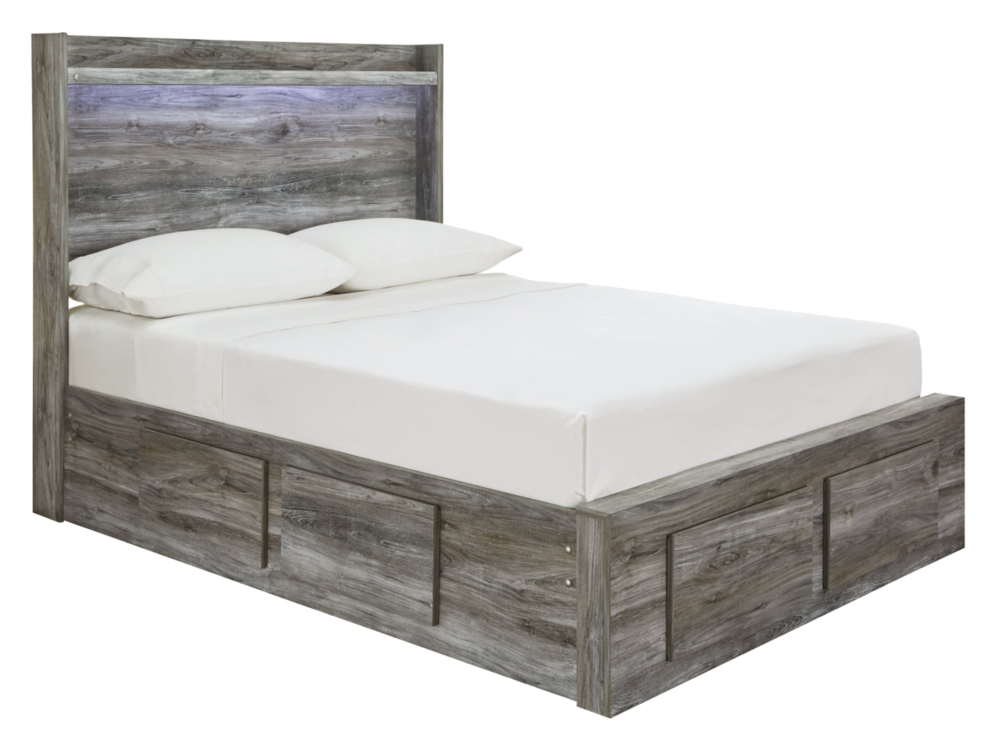 Baystorm Panel Bed with Drawers, Color-Gray Full With 6 Storage Drawers