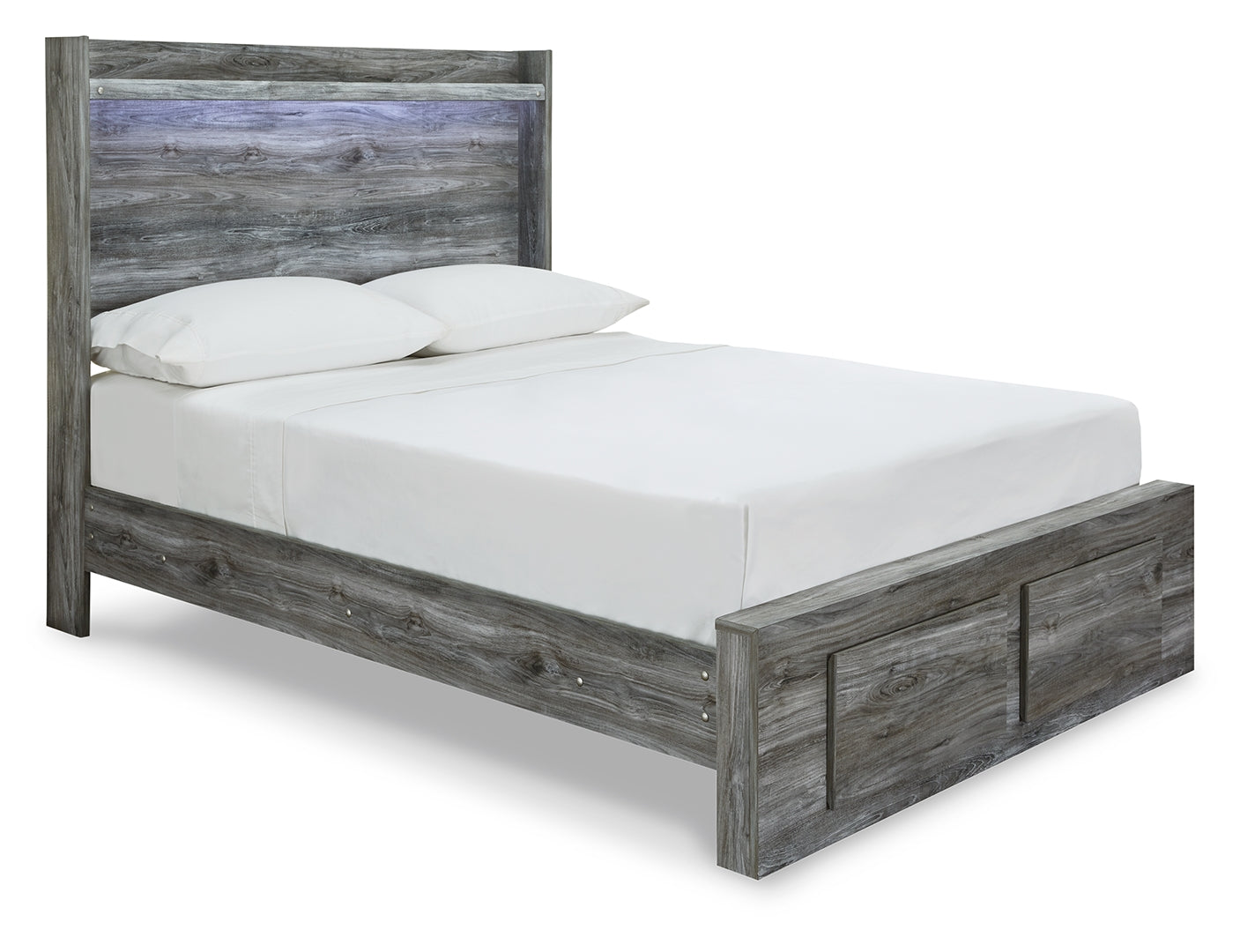 Baystorm Panel Bed with Drawers, Color-Gray Full With 2 Storage Drawers