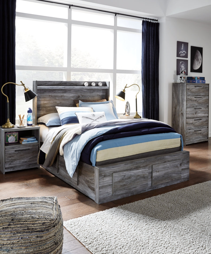 Baystorm Panel Bed with Drawers, Color-Gray