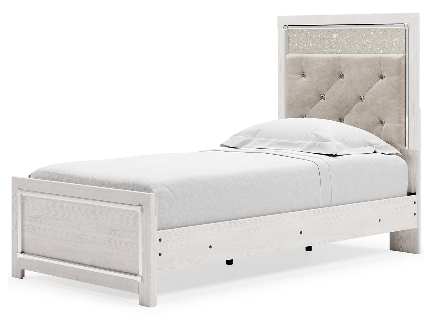 Altyra Queen Upholstered & Panel Bed, Color- White