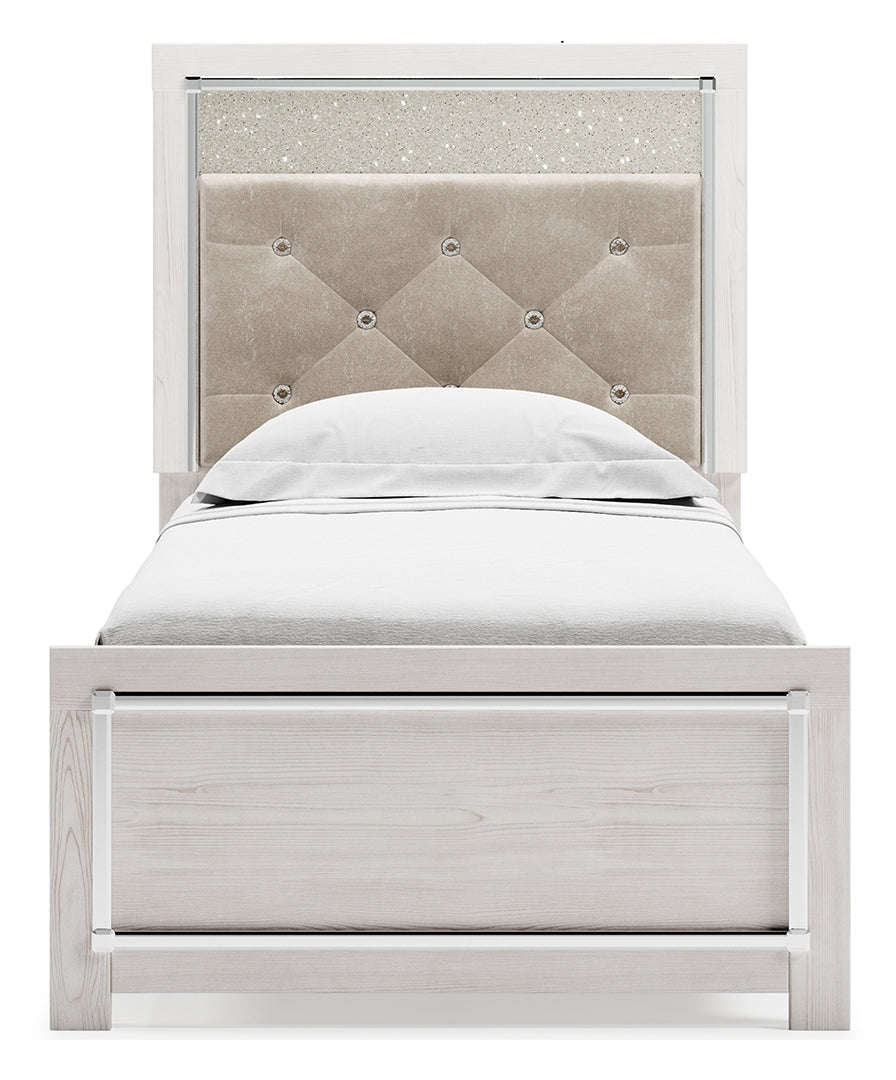 Altyra Queen Upholstered & Panel Bed, Color- White