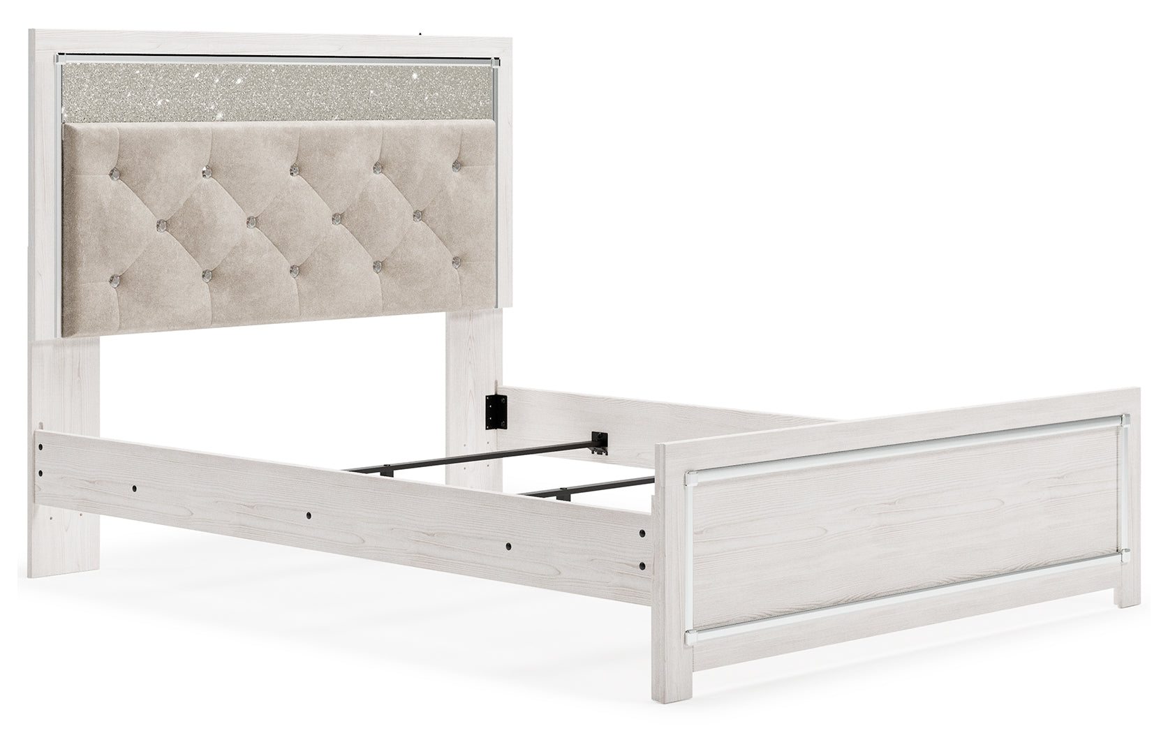 Altyra Queen Upholstered & Panel Bed, Color- White