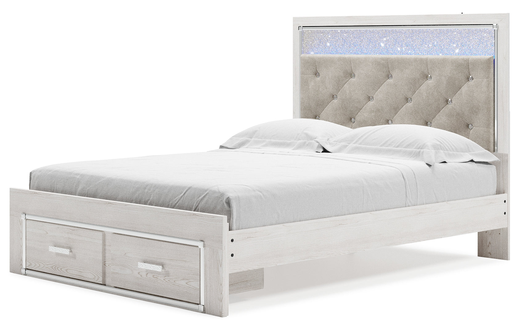 Altyra Queen Upholstered & Panel Bed, Color- White