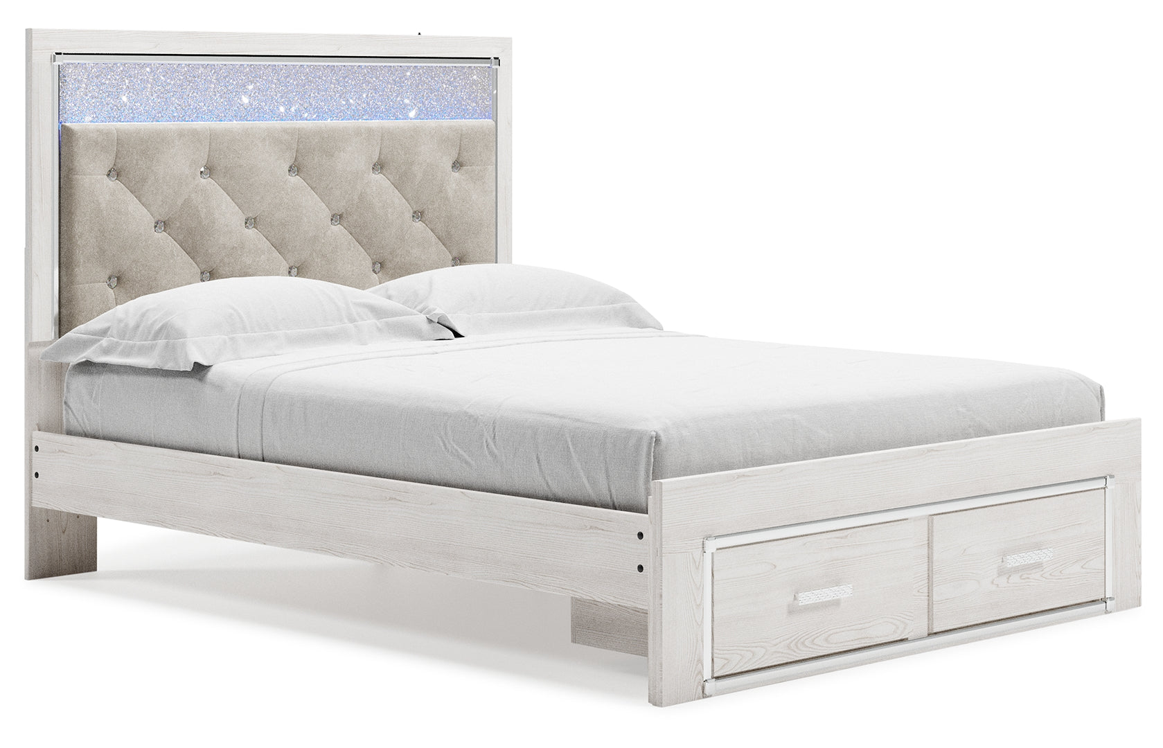 Altyra Queen Upholstered & Panel Bed, Color- White Queen Storage Bed White