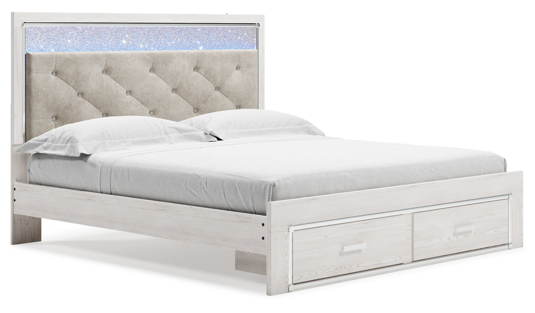 Altyra Queen Upholstered & Panel Bed, Color- White King Storage Bed White