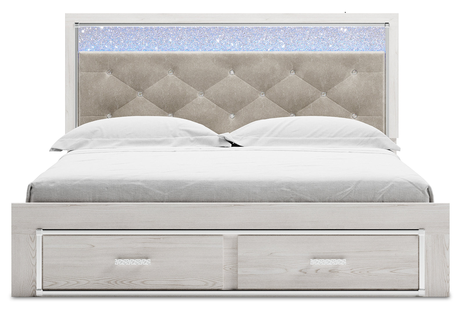 Altyra Queen Upholstered & Panel Bed, Color- White