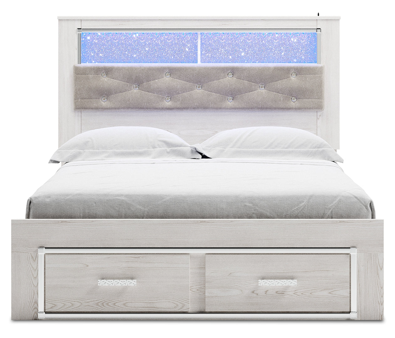 Altyra Queen Upholstered & Panel Bed, Color- White