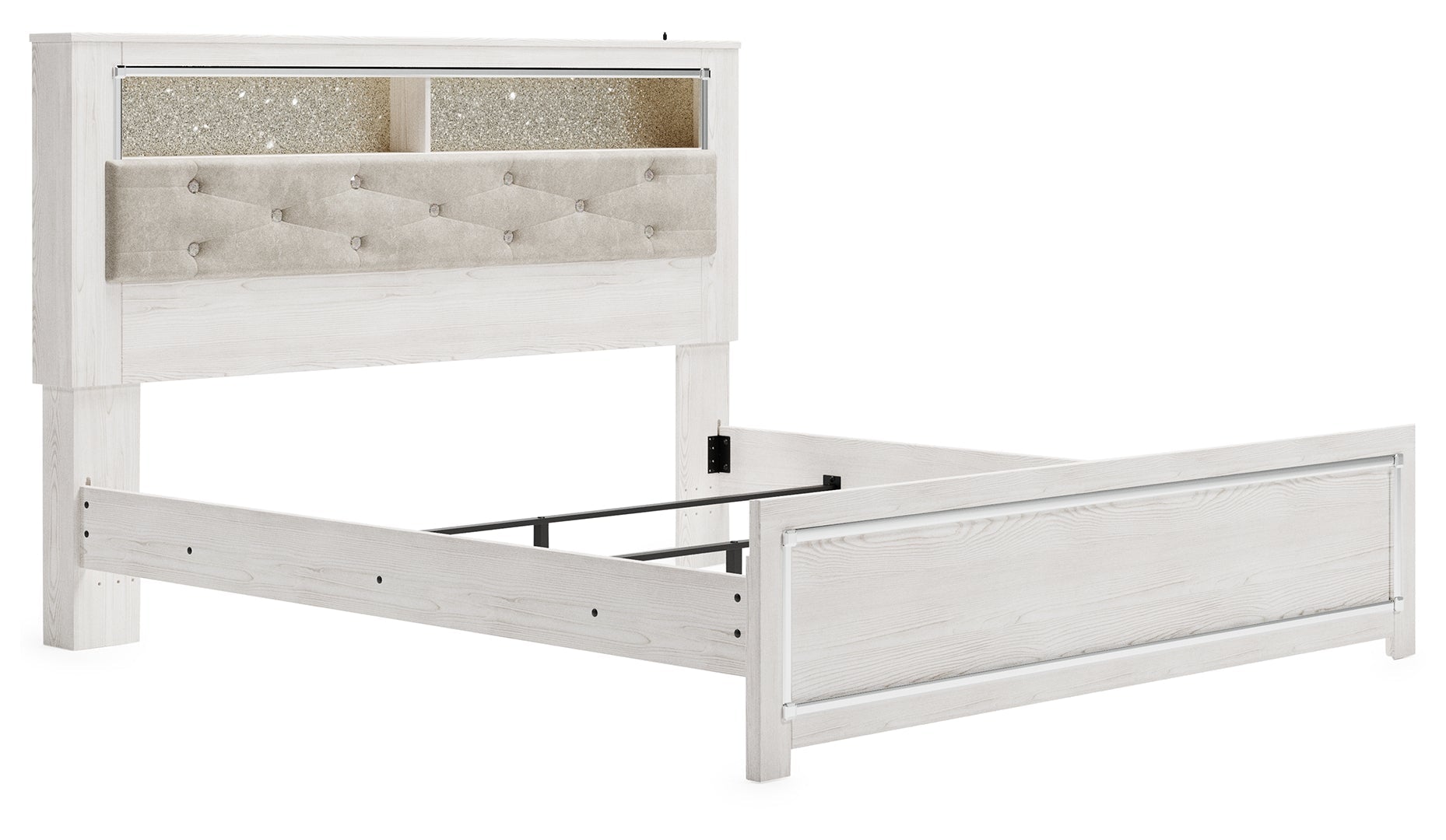 Altyra Queen Upholstered & Panel Bed, Color- White