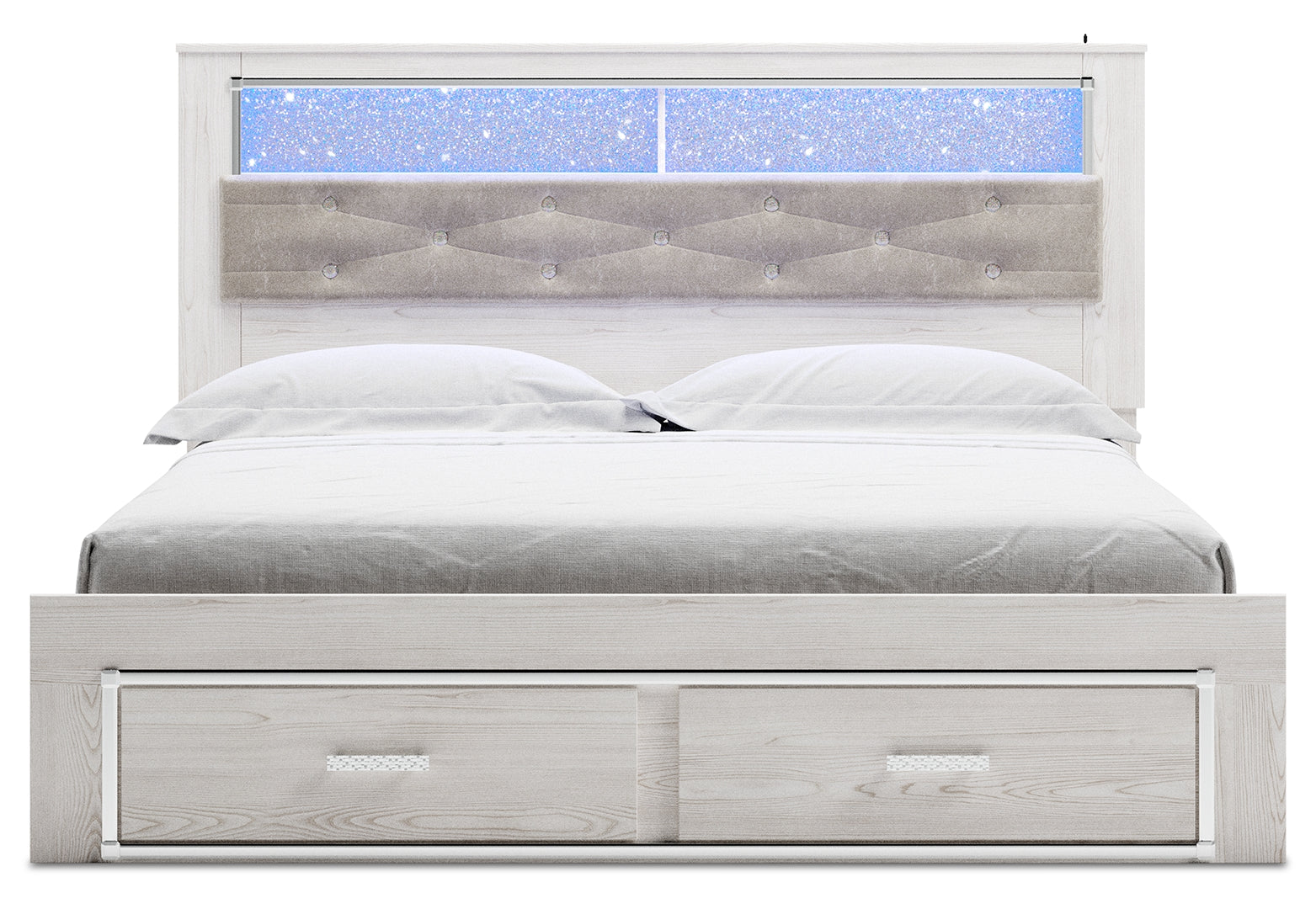 Altyra Queen Upholstered & Panel Bed, Color- White