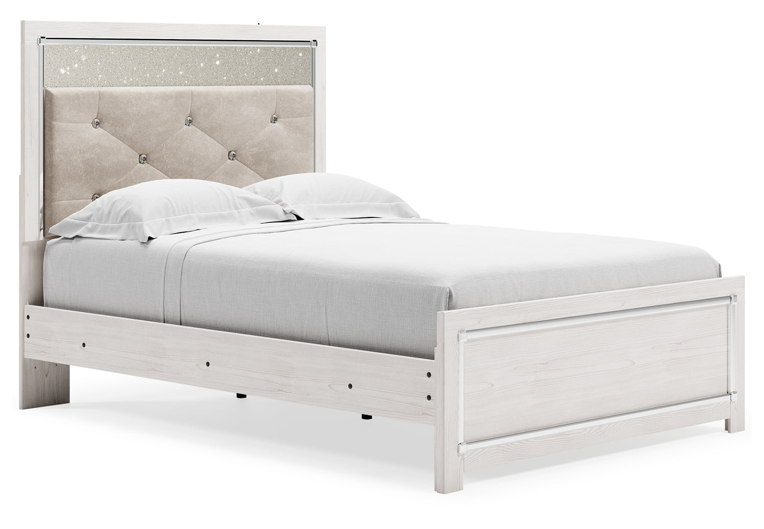 Altyra Queen Upholstered & Panel Bed, Color- White Full Without Storage Bed White