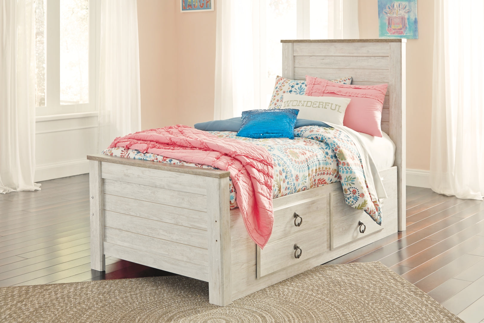 Willowton Twin Panel Bed with 2 Storage