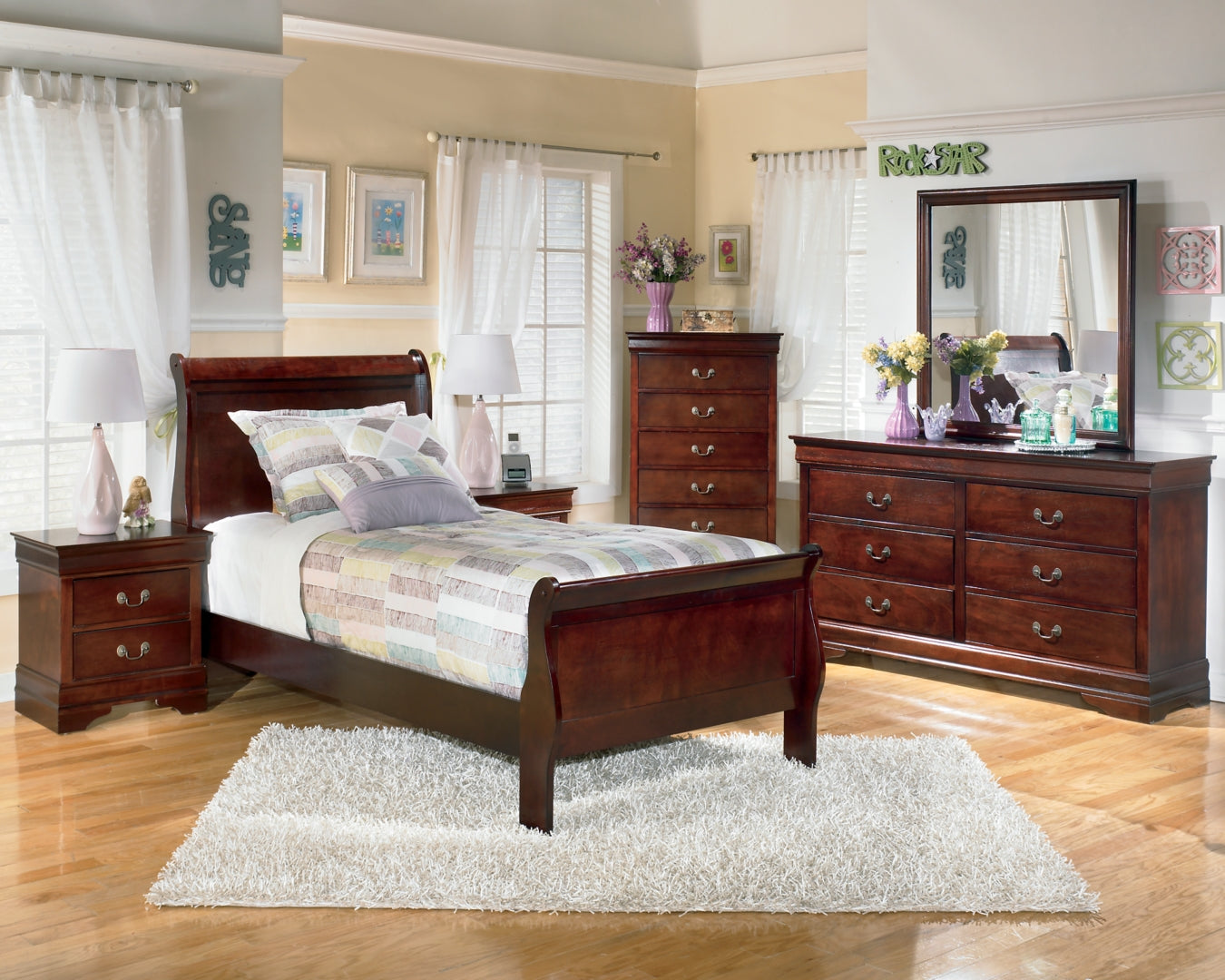 Ashley Alisdair Full Sleigh Bed,Color-Dark Brown