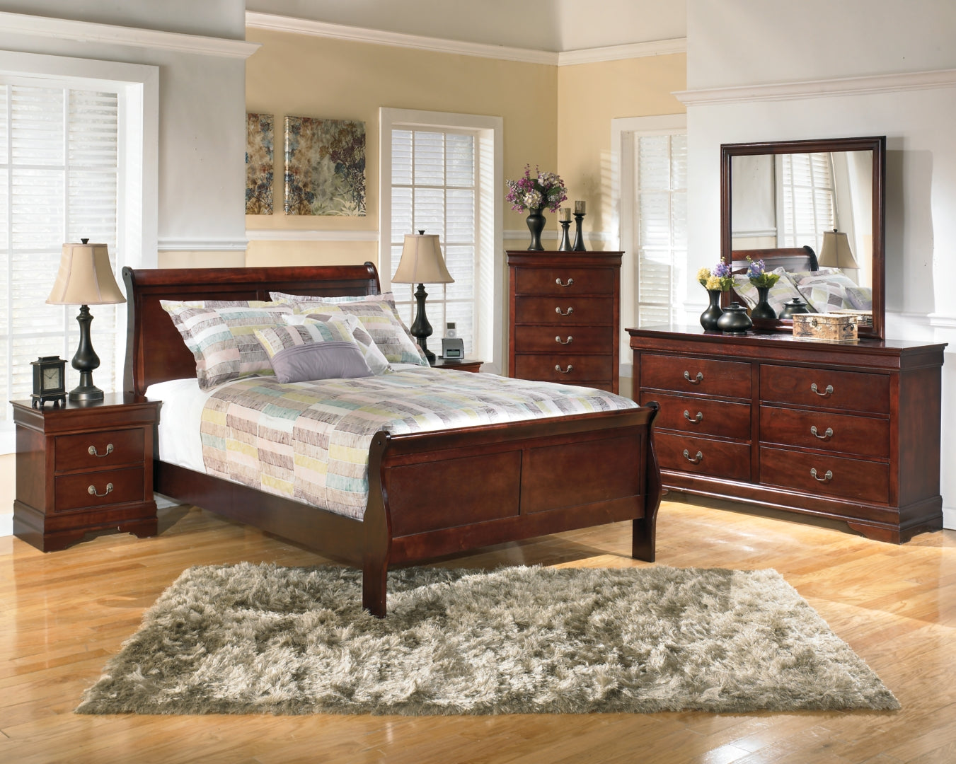 Ashley Alisdair Full Sleigh Bed,Color-Dark Brown