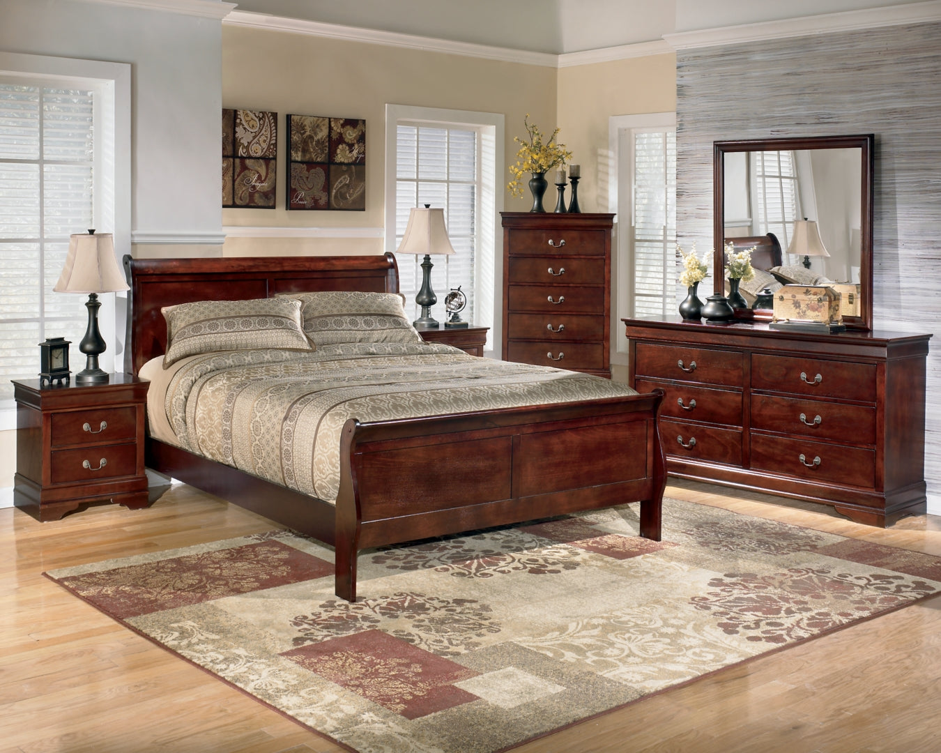 Ashley Alisdair Full Sleigh Bed,Color-Dark Brown