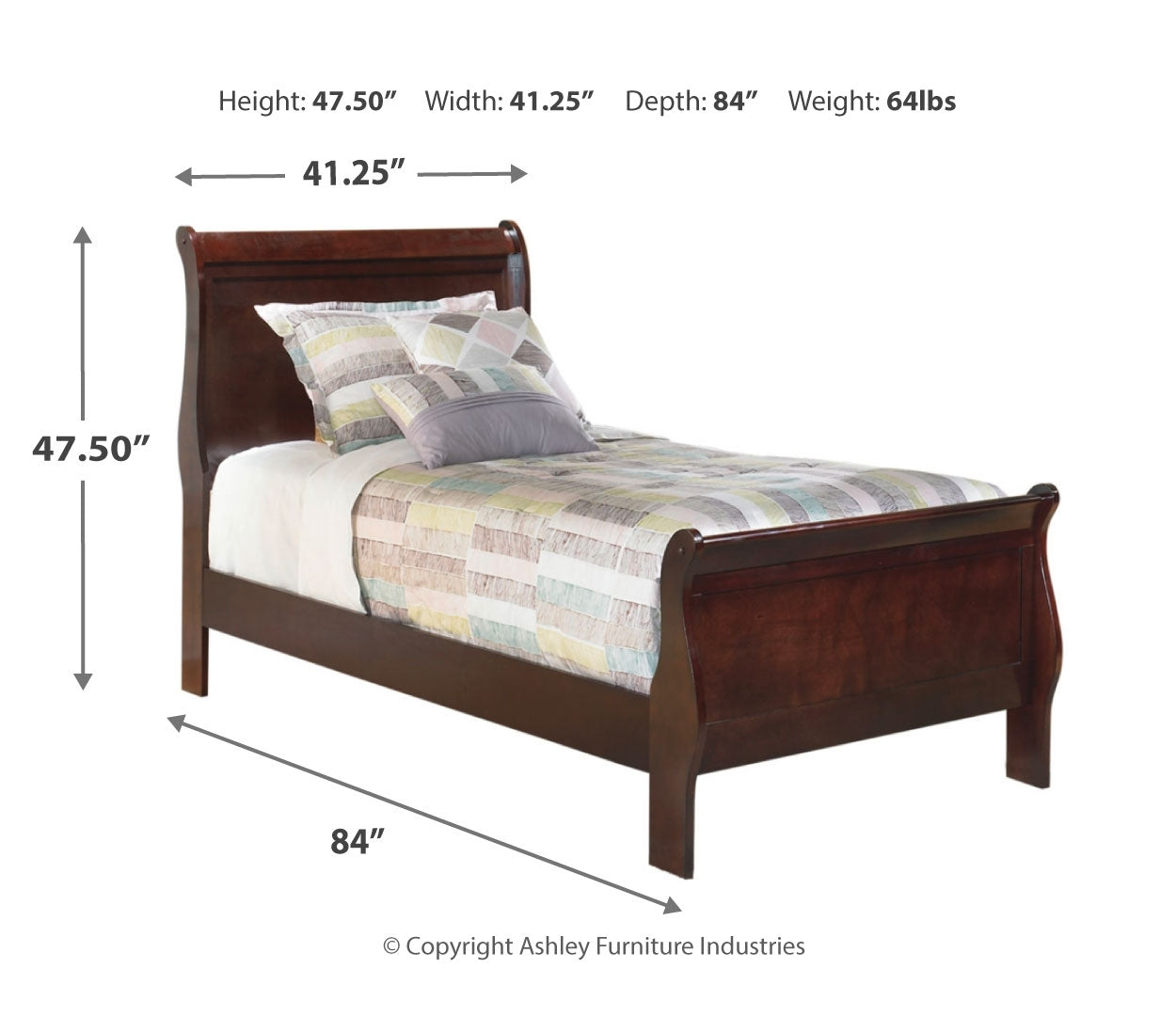 Ashley Alisdair Full Sleigh Bed,Color-Dark Brown