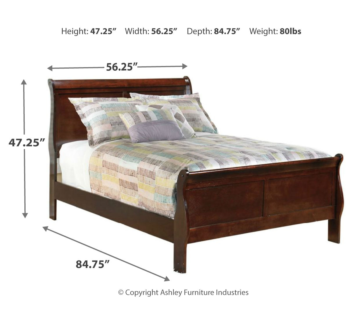 Ashley Alisdair Full Sleigh Bed,Color-Dark Brown