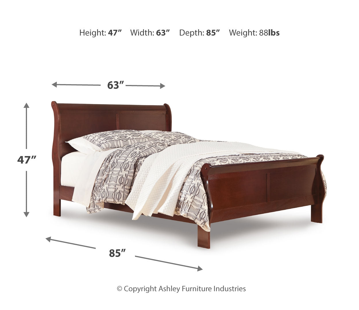 Ashley Alisdair Full Sleigh Bed,Color-Dark Brown