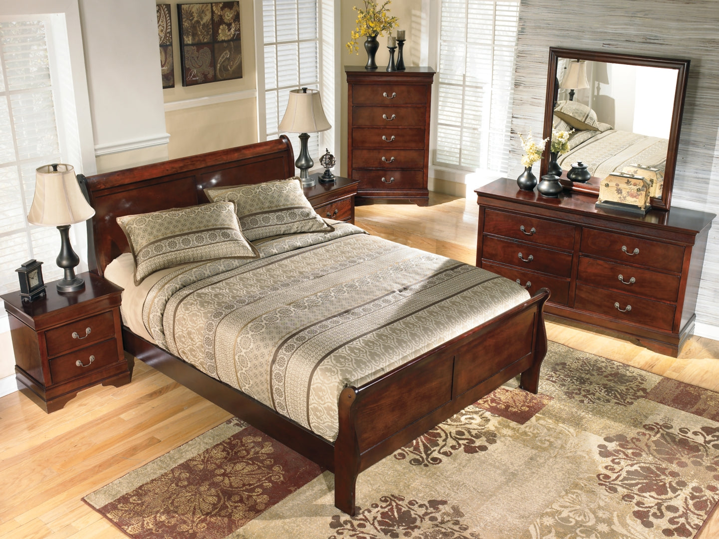 Ashley Alisdair Full Sleigh Bed,Color-Dark Brown