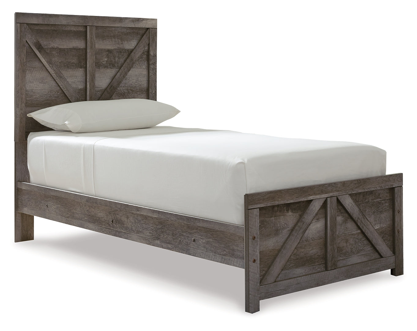 Wynnlow Modern Rustic Design Bed Twin Crossbuck Panel