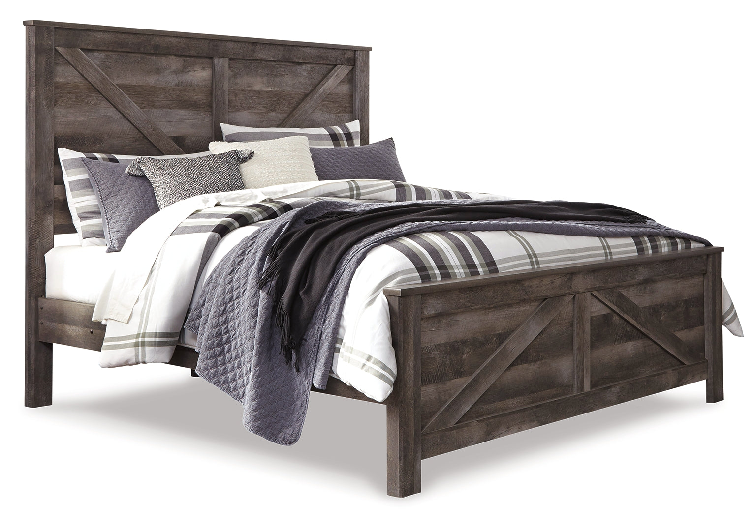 Wynnlow Modern Rustic Design Bed King Crossbuck Panel