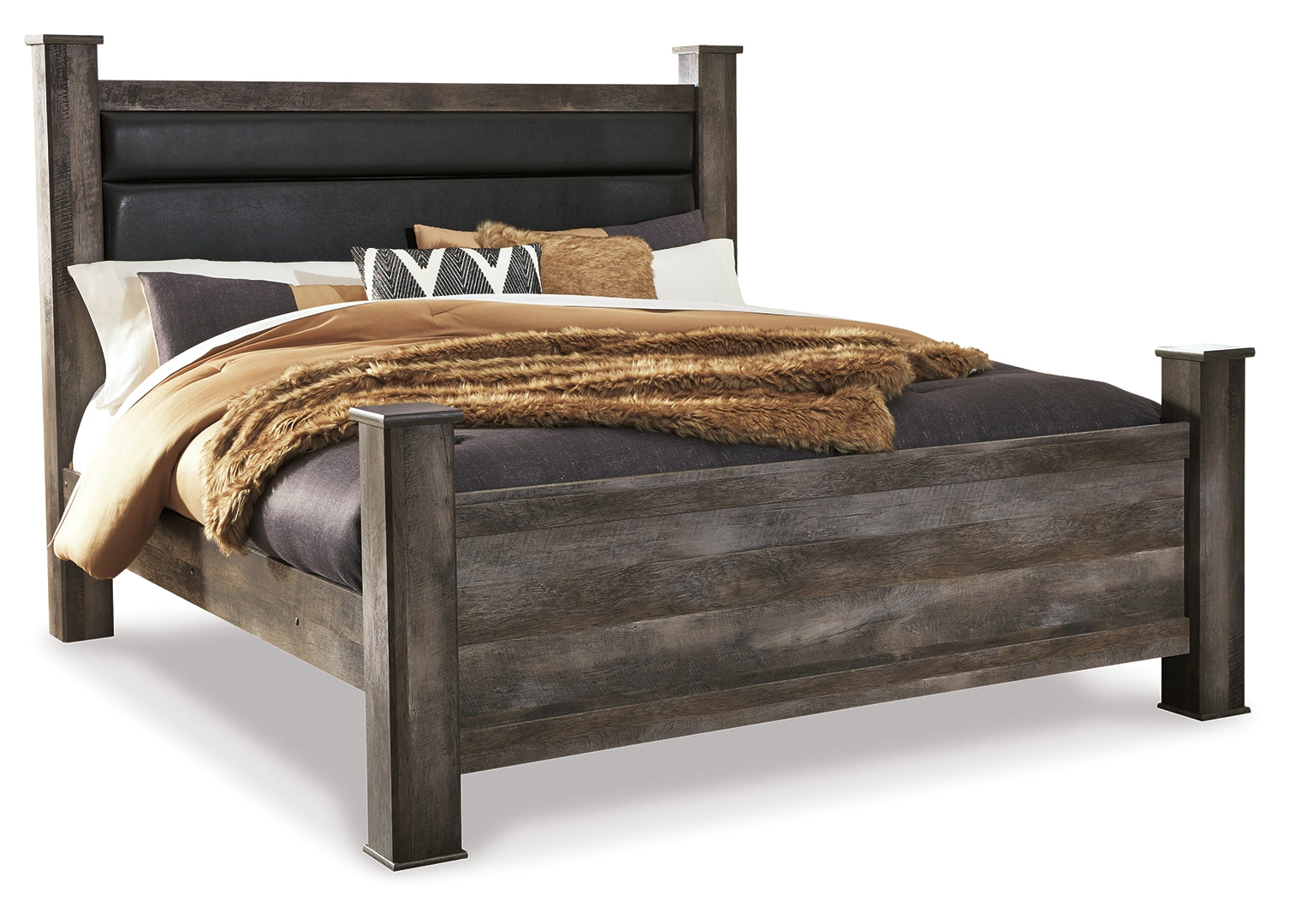 Wynnlow Modern Rustic Design Bed King Poster Bed