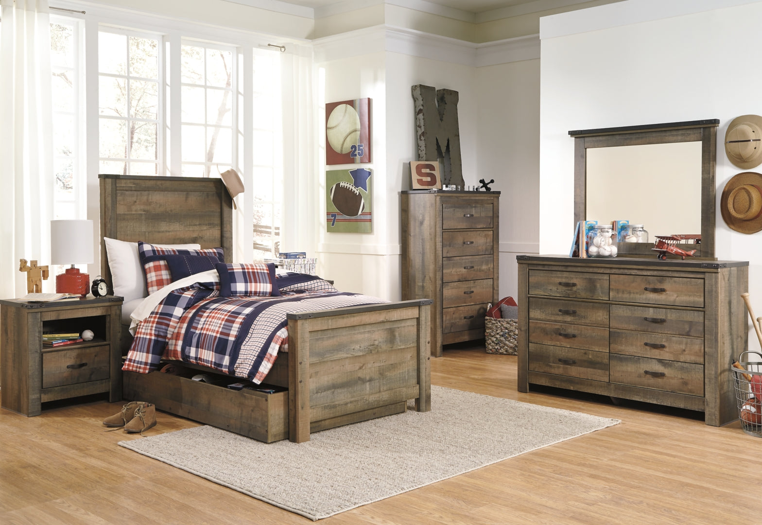 Trinell Rustic Finish Bed