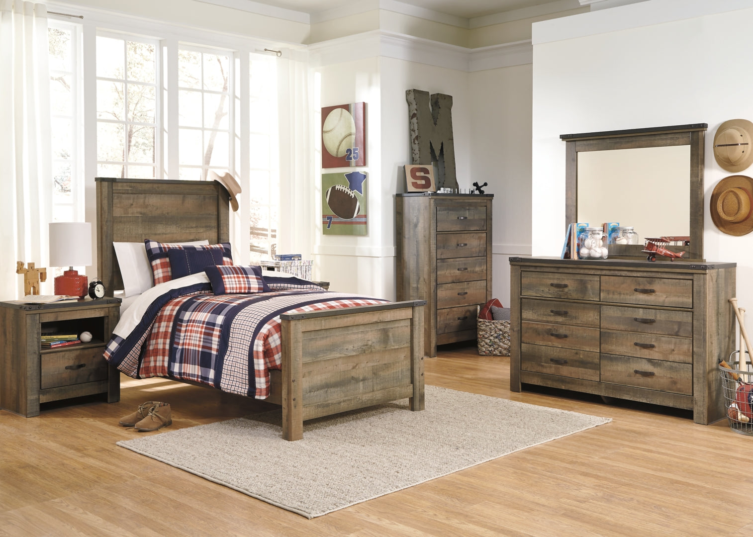 Trinell Rustic Finish Bed