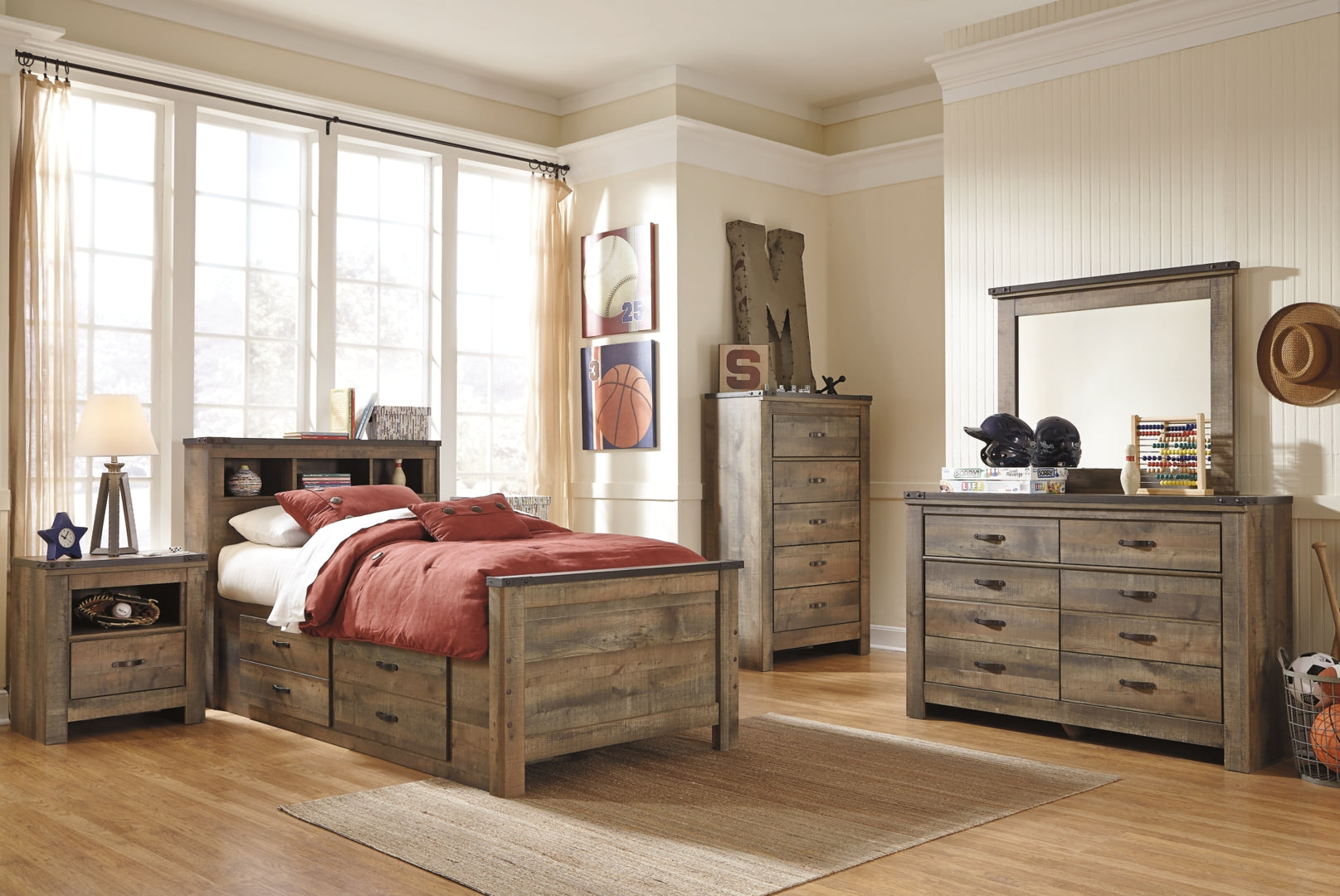 Trinell Rustic Finish Bed