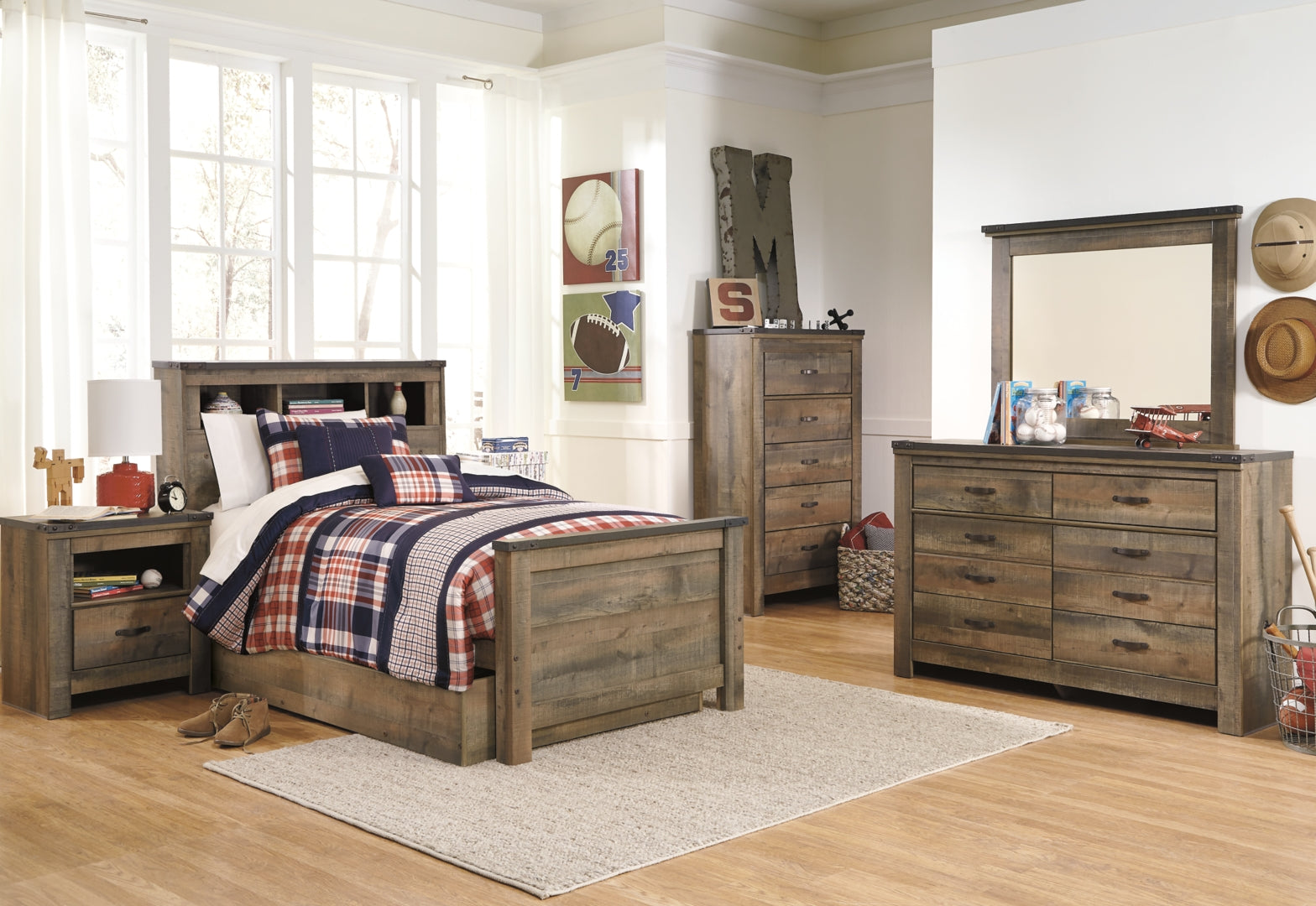 Trinell Rustic Finish Bed