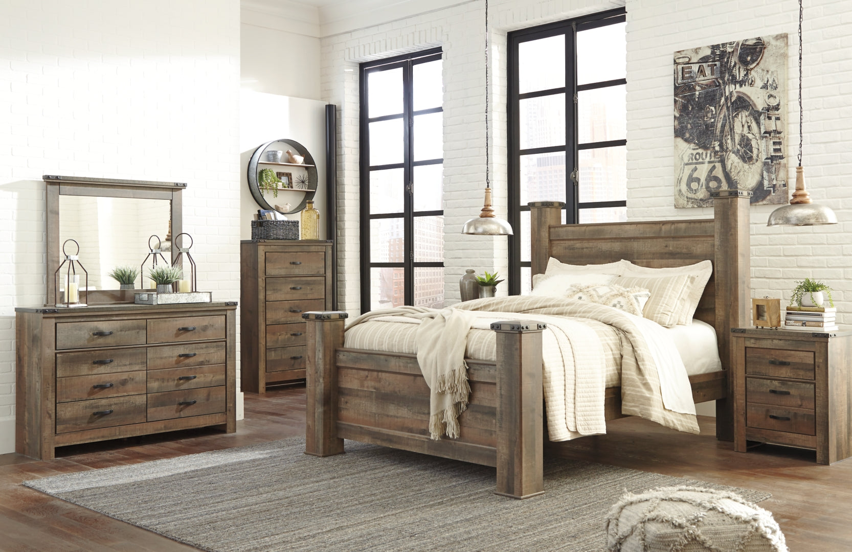 Trinell Rustic Finish Bed