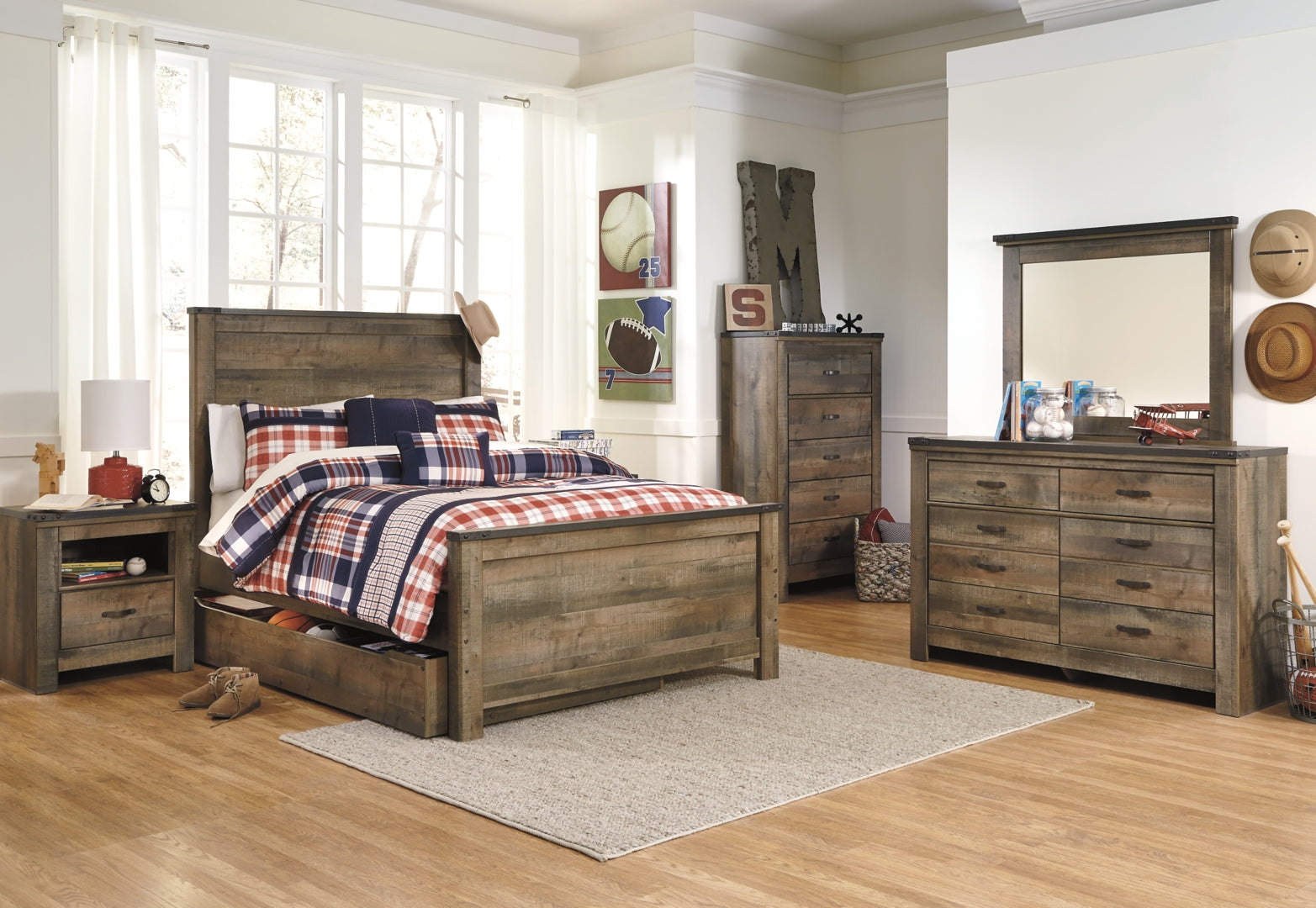 Trinell Rustic Finish Bed