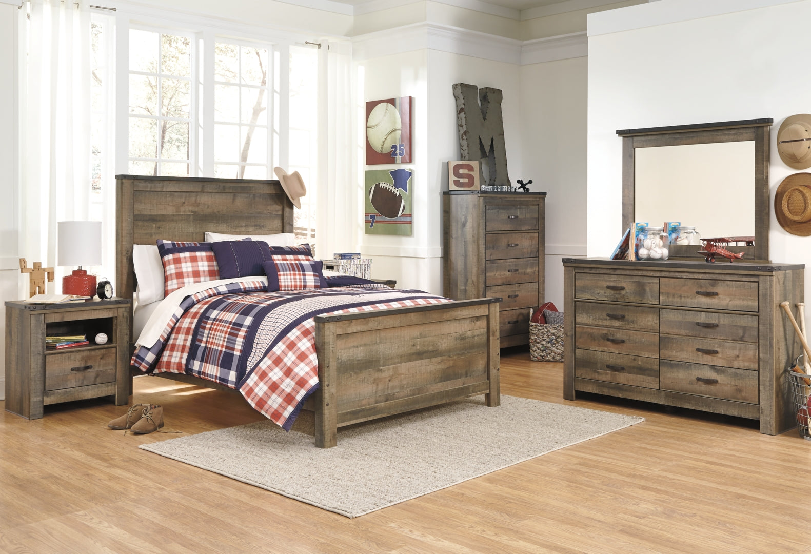 Trinell Rustic Finish Bed