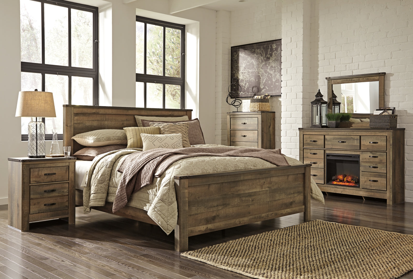 Trinell Rustic Finish Bed