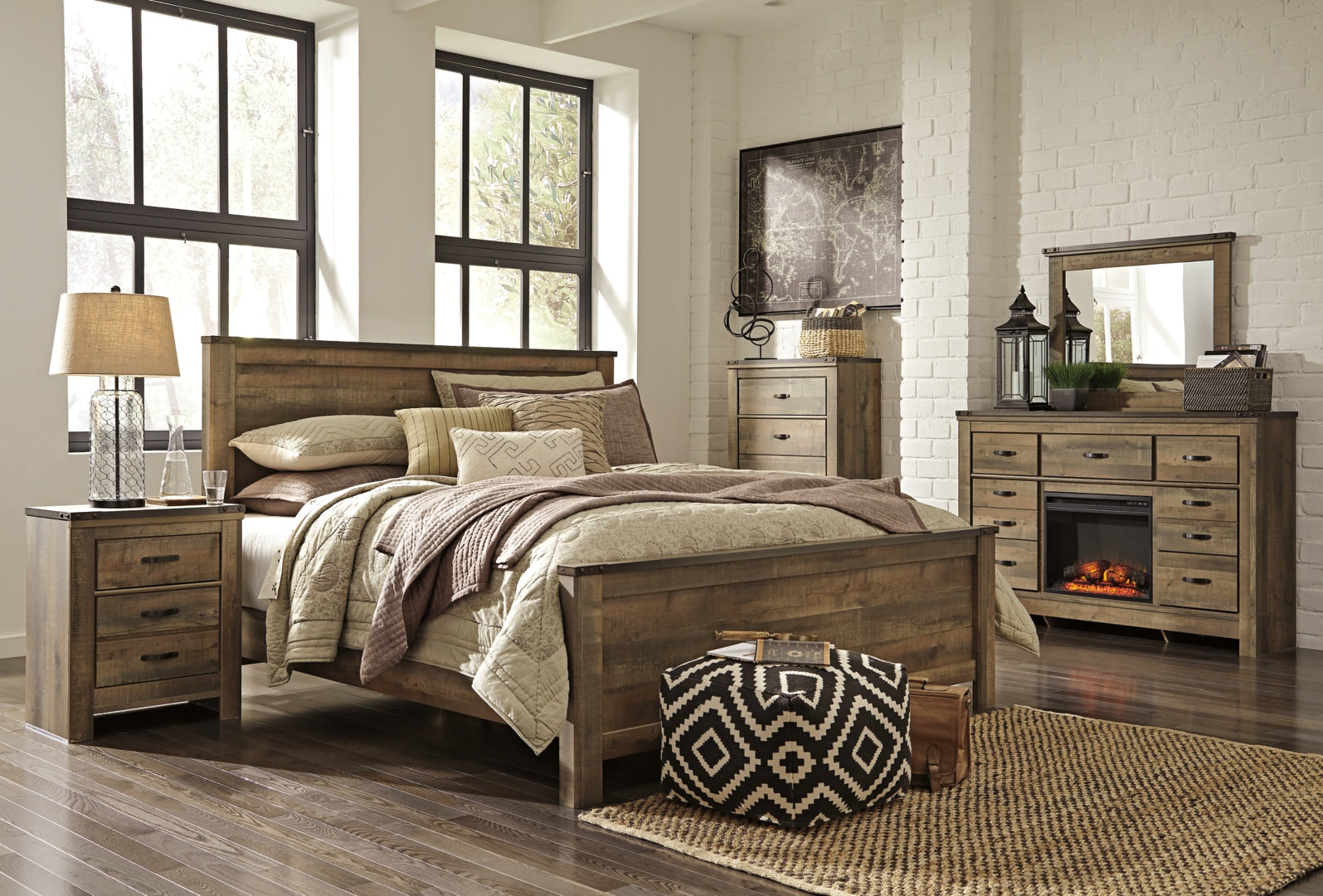 Trinell Rustic Finish Bed