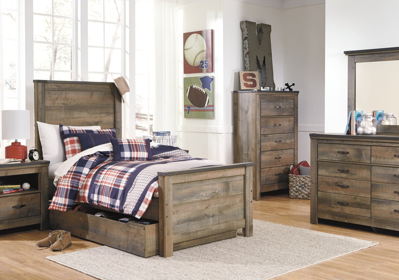 Trinell Rustic Finish Bed