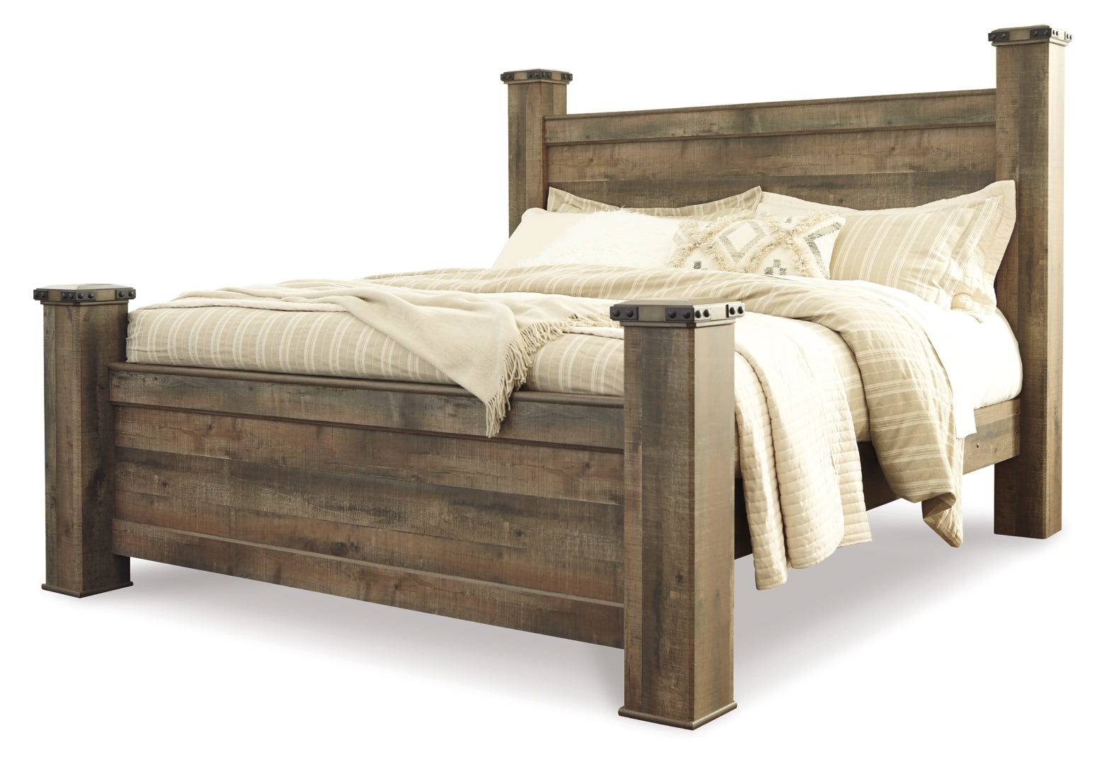 Trinell Rustic Finish Bed King Poster