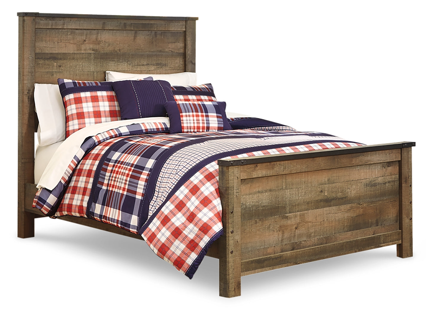 Trinell Rustic Finish Bed Full Panel Without Storage