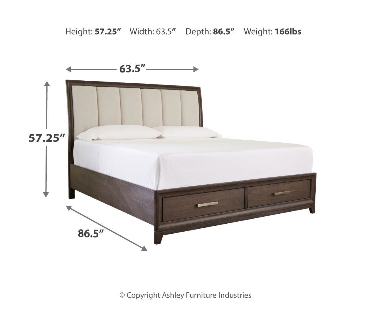 Brueban Transitional Contemporary Panel Bed with 2 Storage Drawers